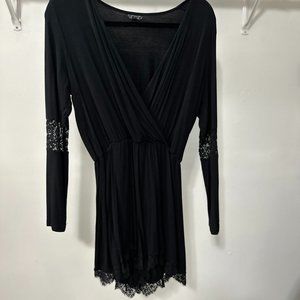 Top Shop Black Romper with Lace Trim, Size 6